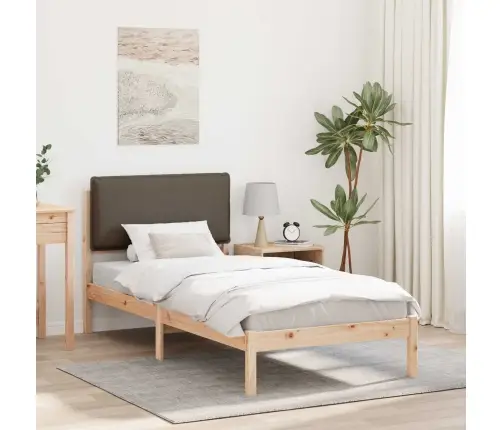 Gultas Rāmis Ar Polsterētu Galvas Balstu Pelēkbrūna 80 X 200 Cm Vidaxl