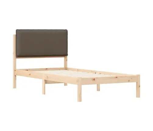 Gultas Rāmis Ar Polsterētu Galvas Balstu Pelēkbrūna 90 X 190 Cm Vidaxl