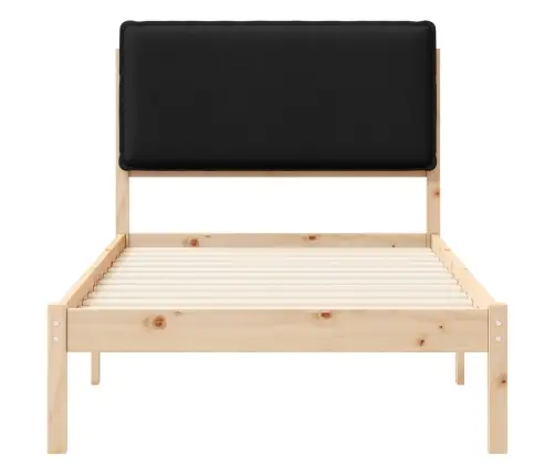 Gultas Rāmis Ar Polsterētu Galvas Balstu Melna 75 X 190 Cm Vidaxl
