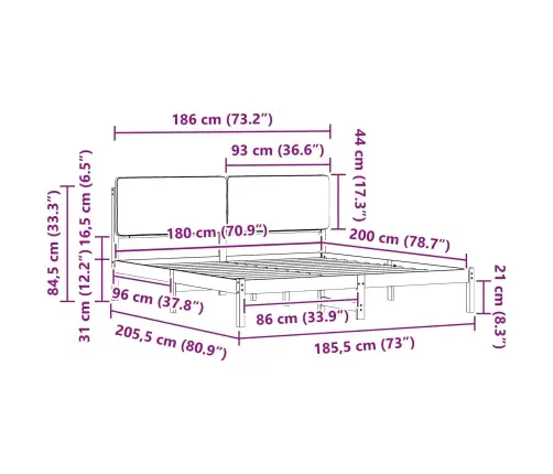 Gultas Rāmis Ar Polsterētu Galvas Balstu Tumši Pelēks Vidaxl