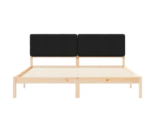 Gultas Rāmis Ar Polsterētu Galvas Balstu Melna 180 X 200 Cm Vidaxl