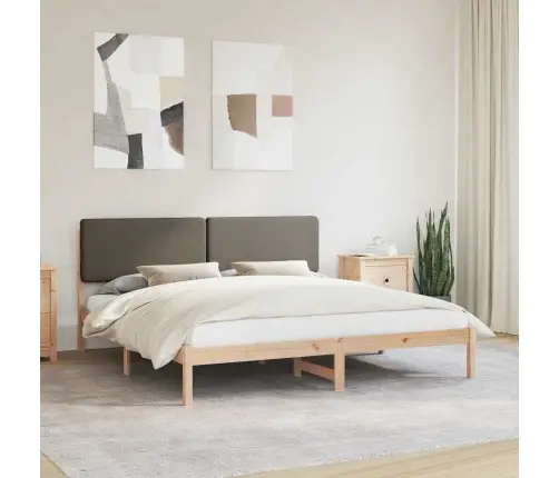 Gultas Rāmis Ar Polsterētu Galvas Balstu Pelēkbrūna Vidaxl