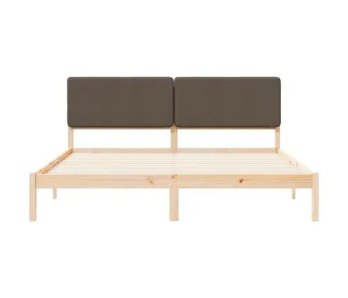 Gultas Rāmis Ar Polsterētu Galvas Balstu Pelēkbrūna Vidaxl