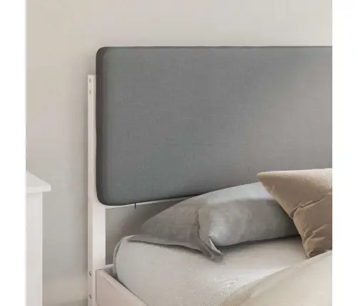 Gultas Rāmis Ar Polsterētu Galvas Balstu Gaiši Pelēks Vidaxl