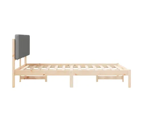 Voodiraam Pehme Peatoega Peaga Helehall 160 X 200 Cm Tahke Mänd