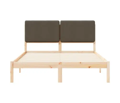 Voodiraam Pehme Peatoega Pruunikashall 160 X 200 Cm Tahke Mänd