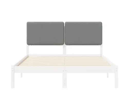 Gultas Rāmis Ar Polsterētu Galvas Balstu Gaiši Pelēks Vidaxl