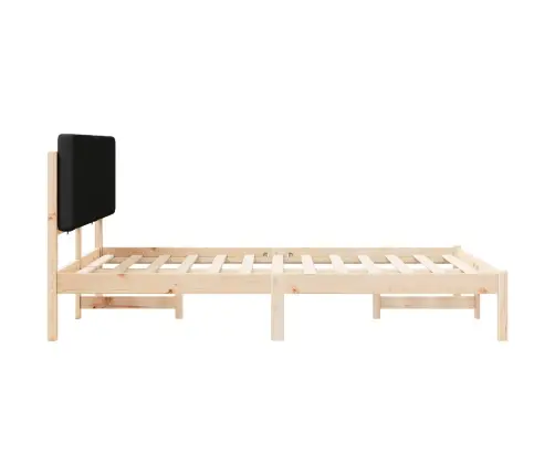 Voodiraam Pehme Peatoega Peaga Must 150 X 200 Cm Tahke Mänd