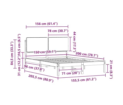 Lovo Rėmas Su Apmuštu Galvūgaliu Šviesiai Pilka 150 X 200 Cm