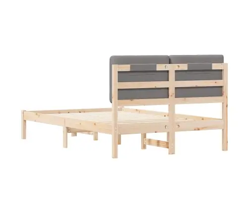 Gultas Rāmis Ar Polsterētu Galvas Balstu Gaiši Pelēks Vidaxl