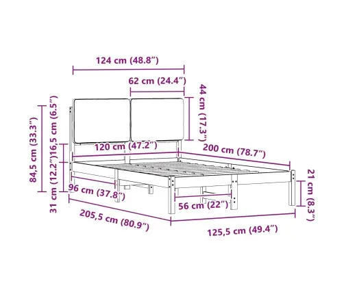 Lovo Rėmas Su Apmuštu Galvūgaliu Juoda 120 X 200 Cm
