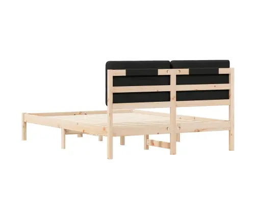 Gultas Rāmis Ar Polsterētu Galvas Balstu Melna 140 X 190 Cm Vidaxl