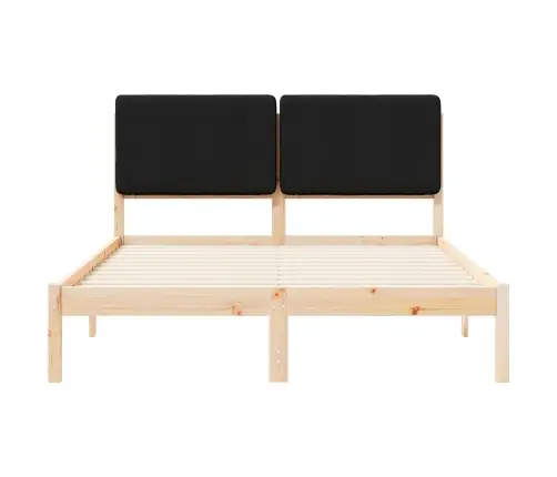 Gultas Rāmis Ar Polsterētu Galvas Balstu Melna 140 X 190 Cm Vidaxl