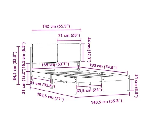 Lovo Rėmas Su Apmuštu Galvūgaliu Šviesiai Pilka 135 X 190 Cm