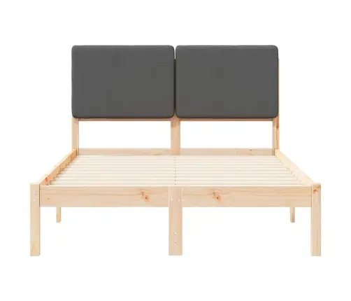 Voodiraam Pehme Peatoega Peaga Tumehall 135 X 190 Cm Tahke Mänd