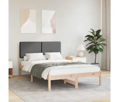 Voodiraam Pehme Peatoega Peaga Tumehall 120 X 190 Cm Tahke Mänd