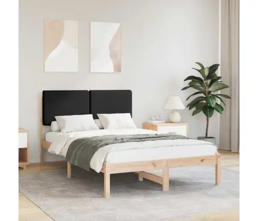 Gultas Rāmis Ar Polsterētu Galvas Balstu Melna 120 X 190 Cm Vidaxl