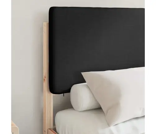 Gultas Rāmis Ar Polsterētu Galvas Balstu Melna 120 X 190 Cm Vidaxl
