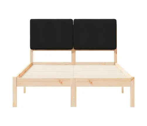 Gultas Rāmis Ar Polsterētu Galvas Balstu Melna 120 X 190 Cm Vidaxl