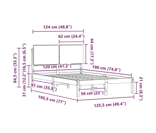 Gultas Rāmis Ar Polsterētu Galvas Balstu Gaiši Pelēks Vidaxl