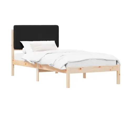 Gultas Rāmis Ar Polsterētu Galvas Balstu Melna 90 X 200 Cm Vidaxl