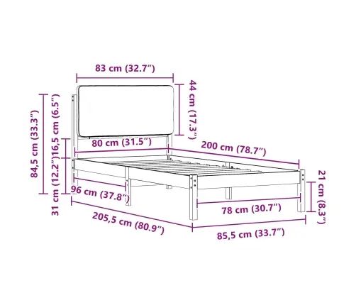 Lovo Rėmas Su Apmuštu Galvūgaliu Taupe 80 X 200 Cm