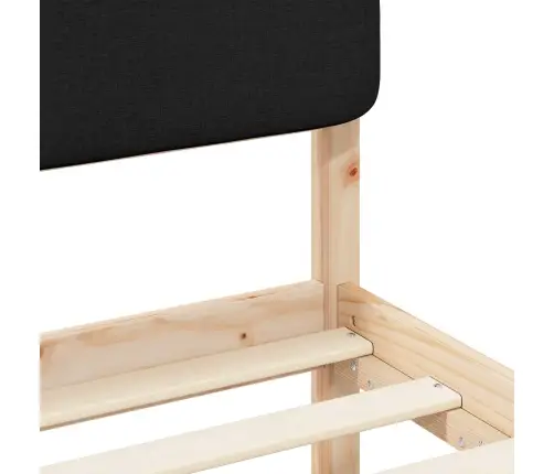 Gultas Rāmis Ar Polsterētu Galvas Balstu Melna 75 X 190 Cm Vidaxl