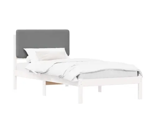 Voodiraam Pehme Peatoega Peaga Helehall 75 X 190 Cm Tahke Mänd