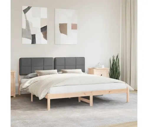 Gultas Rāmis Ar Polsterētu Galvas Balstu Tumši Pelēks Vidaxl