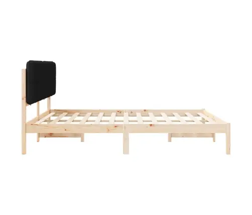 Gultas Rāmis Ar Polsterētu Galvas Balstu Melna 180 X 200 Cm Vidaxl