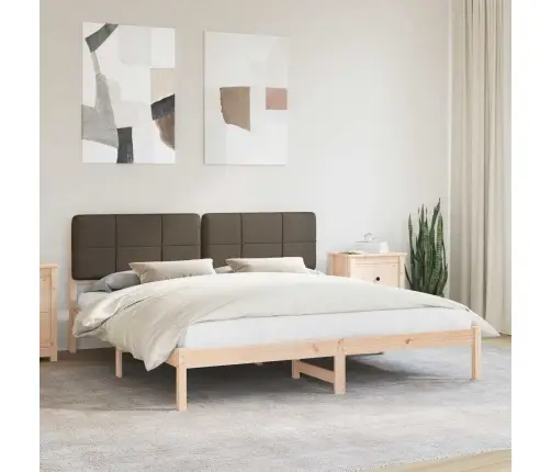 Gultas Rāmis Ar Polsterētu Galvas Balstu Pelēkbrūna Vidaxl