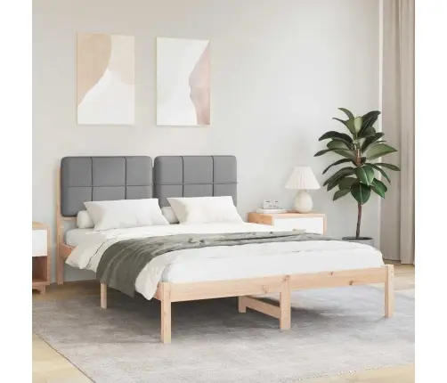 Voodiraam Pehme Peatoega Peaga Helehall 160 X 200 Cm Tahke Mänd