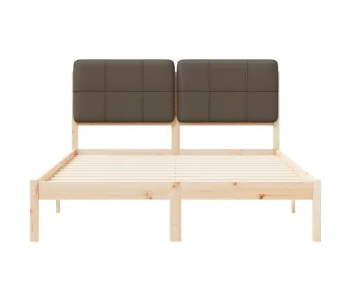 Gultas Rāmis Ar Polsterētu Galvas Balstu Pelēkbrūna Vidaxl