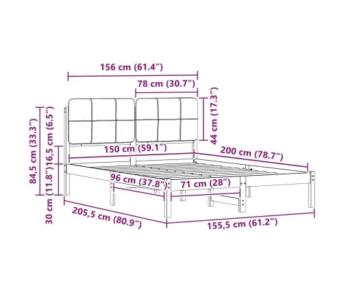 Gultas Rāmis Ar Polsterētu Galvas Balstu Tumši Pelēks Vidaxl