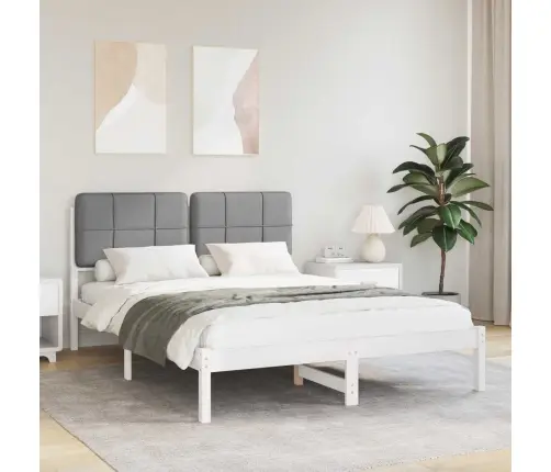 Gultas Rāmis Ar Polsterētu Galvas Balstu Gaiši Pelēks Vidaxl