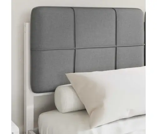 Gultas Rāmis Ar Polsterētu Galvas Balstu Gaiši Pelēks Vidaxl