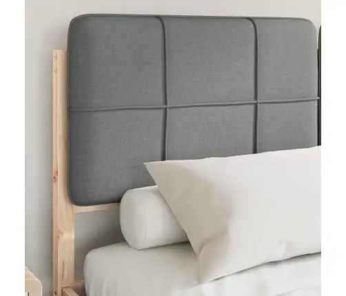 Gultas Rāmis Ar Polsterētu Galvas Balstu Gaiši Pelēks Vidaxl