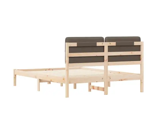 Voodiraam Pehme Peatoega Pruunikashall 140 X 200 Cm Tahke Mänd