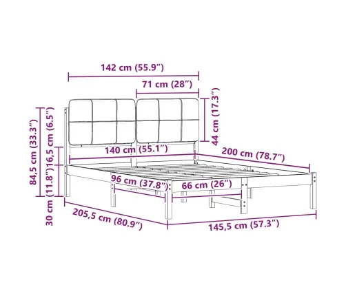 Lovo Rėmas Su Apmuštu Galvūgaliu Šviesiai Pilka 140 X 200 Cm