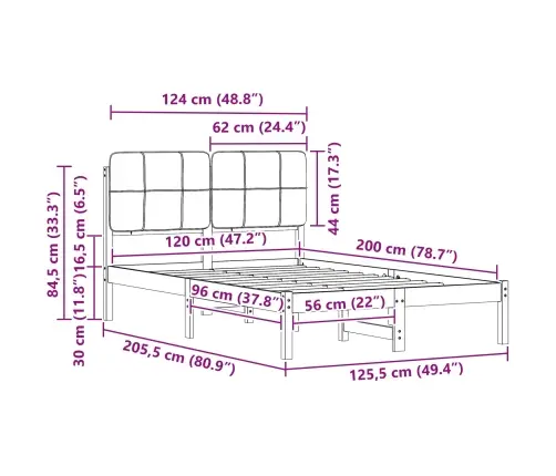 Lovo Rėmas Su Apmuštu Galvūgaliu Šviesiai Pilka 120 X 200 Cm