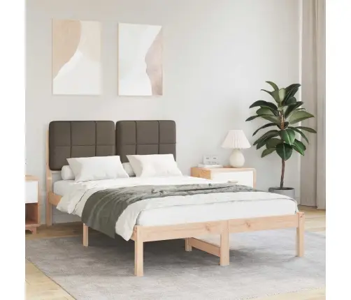 Gultas Rāmis Ar Polsterētu Galvas Balstu Pelēkbrūna Vidaxl