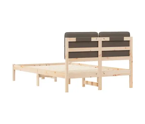 Gultas Rāmis Ar Polsterētu Galvas Balstu Pelēkbrūna Vidaxl