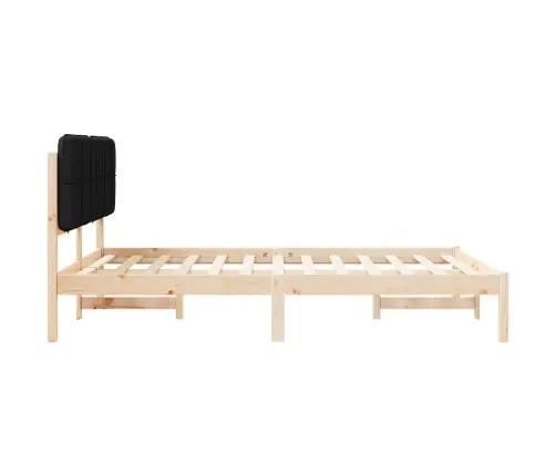 Gultas Rāmis Ar Polsterētu Galvas Balstu Melna 140 X 190 Cm Vidaxl