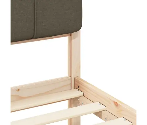 Voodiraam Pehme Peatoega Pruunikashall 140 X 190 Cm Tahke Mänd