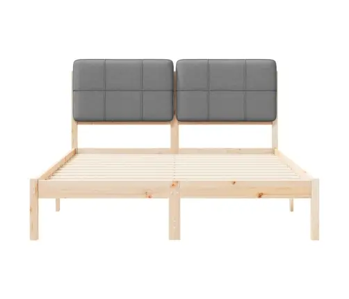 Voodiraam Pehme Peatoega Peaga Helehall 135 X 190 Cm Tahke Mänd