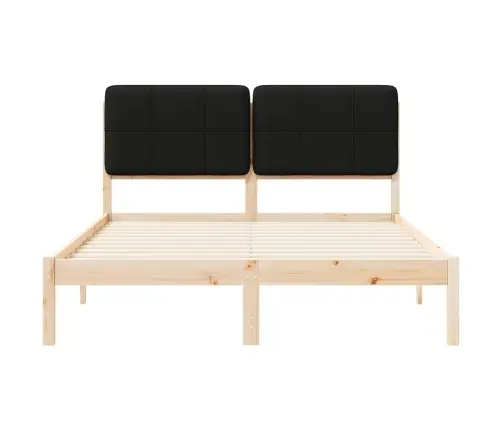 Gultas Rāmis Ar Polsterētu Galvas Balstu Melna 135 X 190 Cm Vidaxl