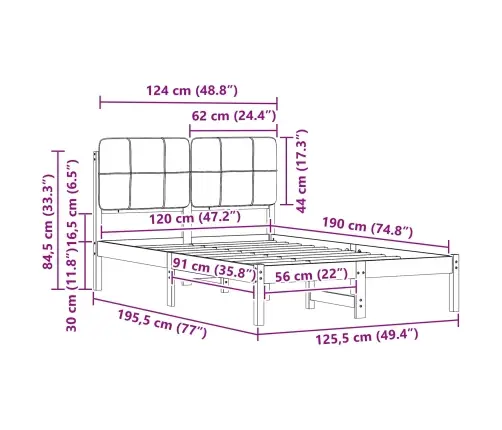 Lovo Rėmas Su Apmuštu Galvūgaliu Juoda 120 X 190 Cm