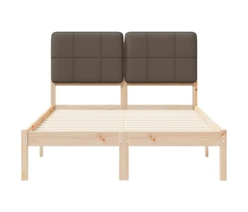 Voodiraam Pehme Peatoega Pruunikashall 120 X 190 Cm Tahke Mänd