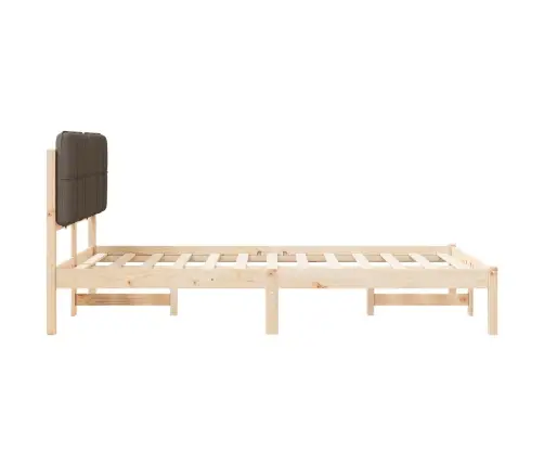 Voodiraam Pehme Peatoega Pruunikashall 120 X 190 Cm Tahke Mänd