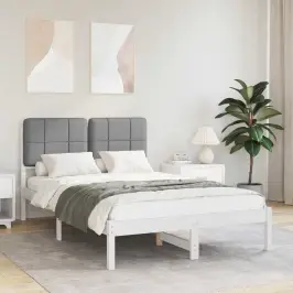 Gultas Rāmis Ar Polsterētu Galvas Balstu Gaiši Pelēks Vidaxl